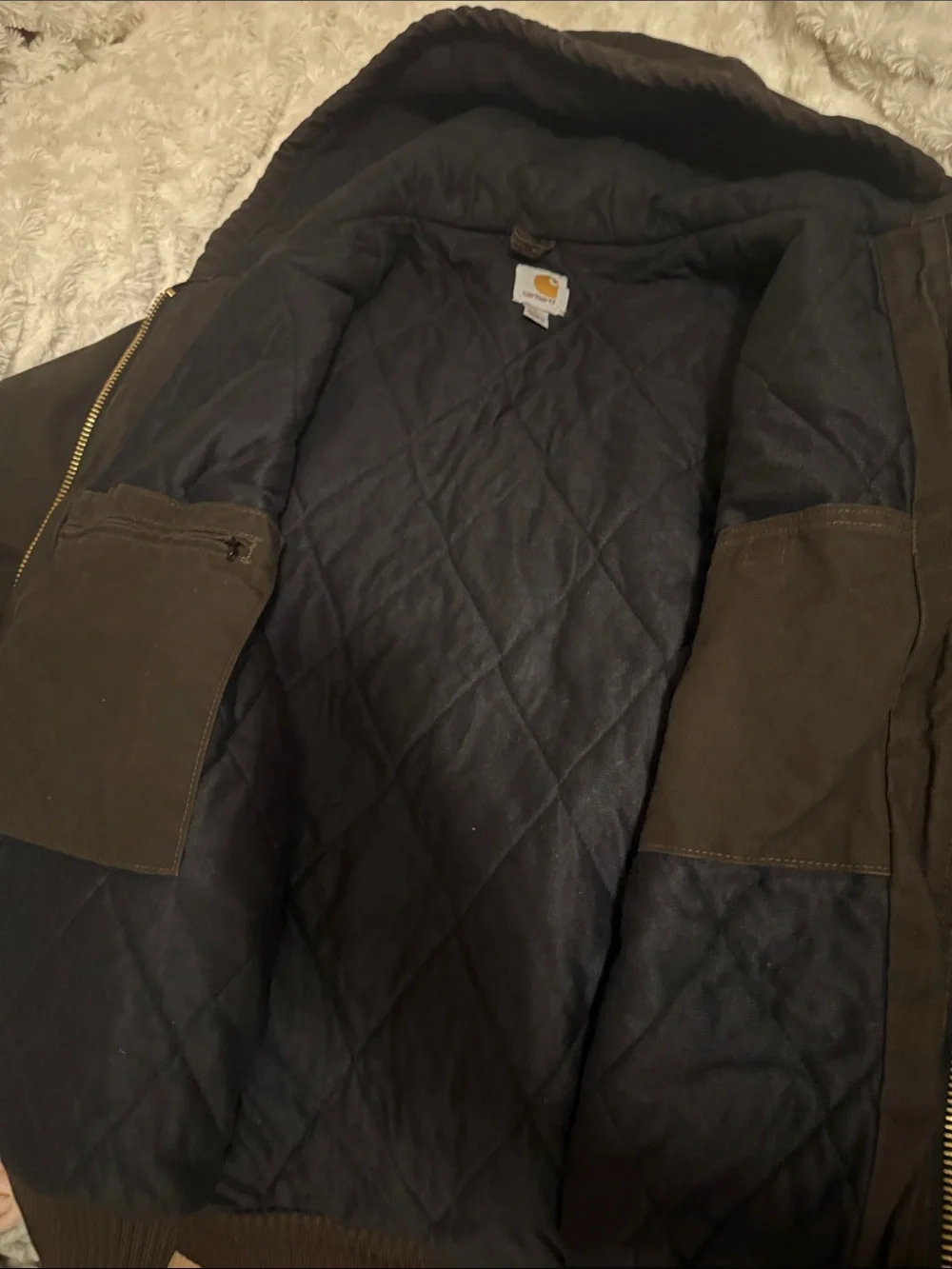 Vintage Carhartt Brown Hooded Work Jacket size XL barely worn perfect condition